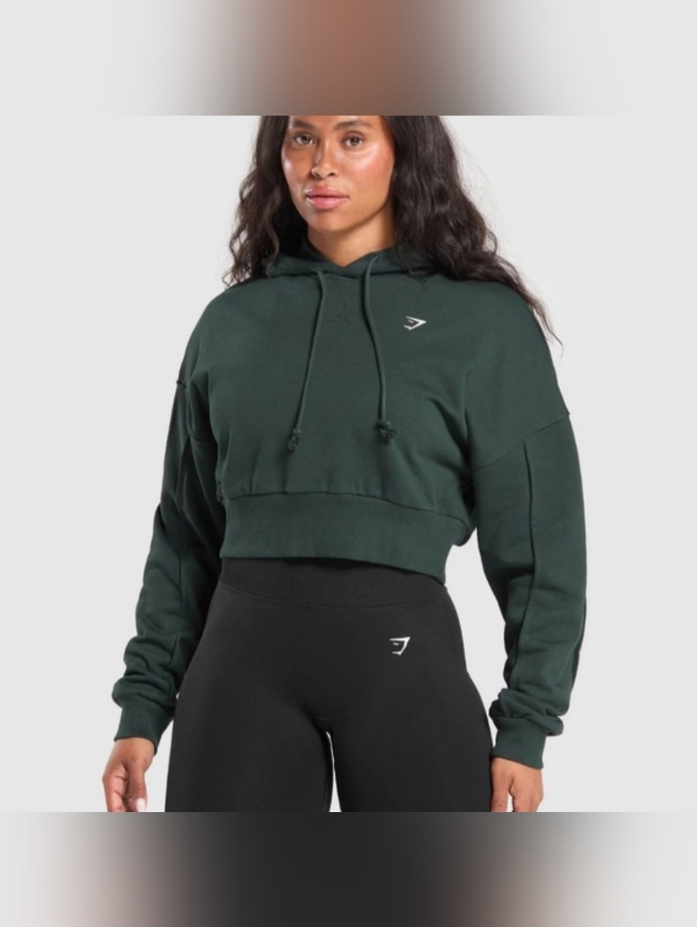 Gymshark Graphic Camo Dark Green Cropped Hoodie Size Medium